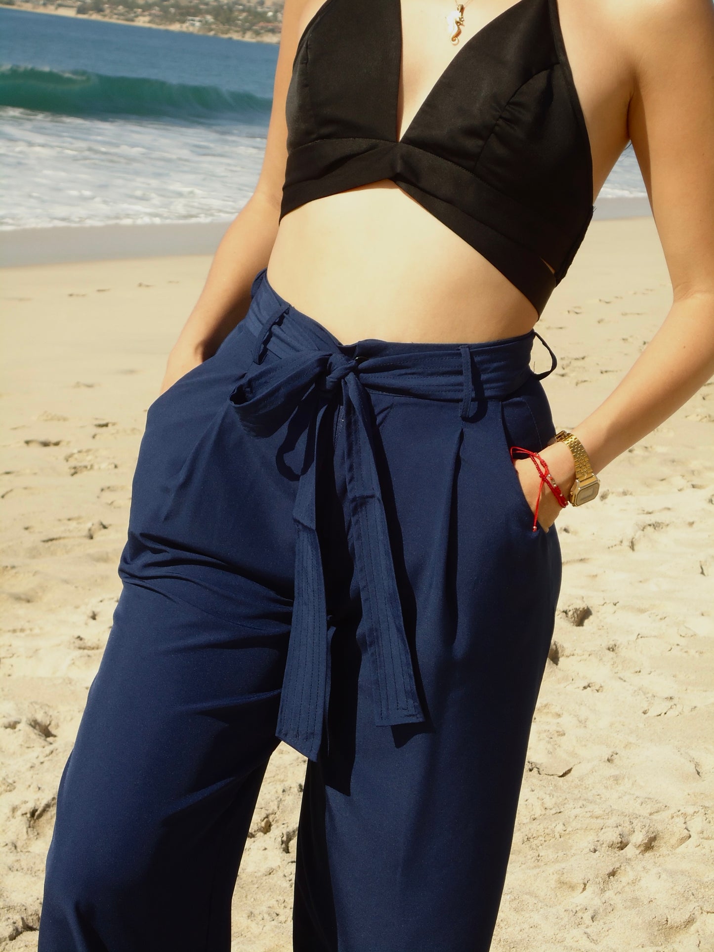 BLUE HIGH WAIST PANTS